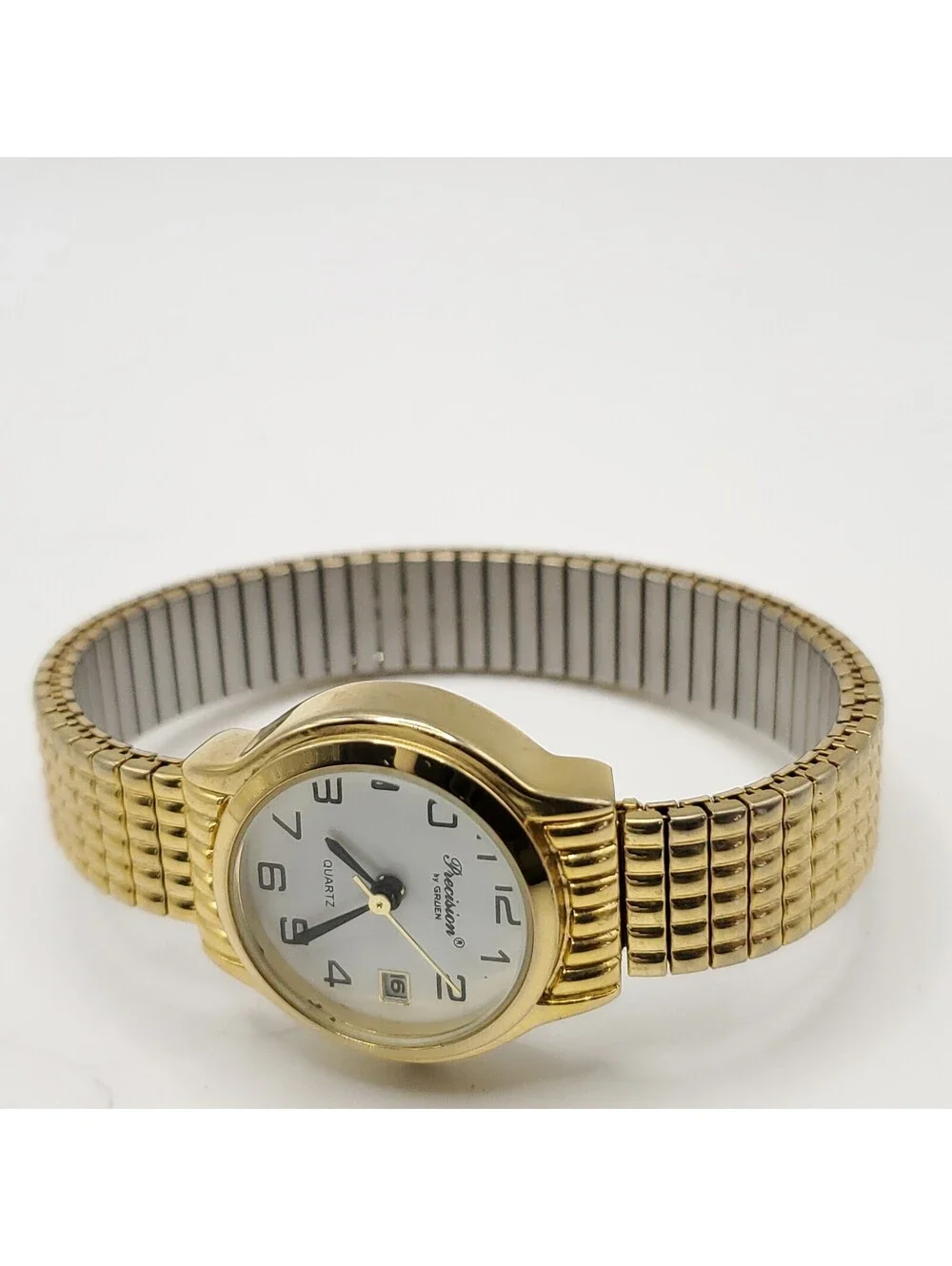 Gruen Precision Quartz Watch Women 24mm White Date Dial New Battery